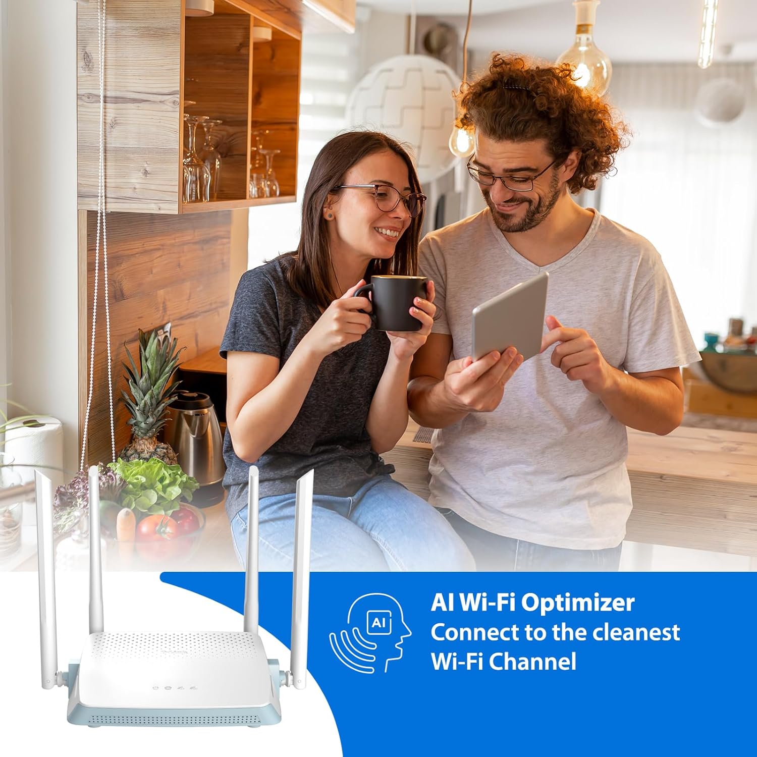 D-Link R12, Eagle Pro Ai Smart WiFi Internet Router (AC1200) – Banda dual Gigabit Ethernet de alta potencia, controles parentales mejorados,