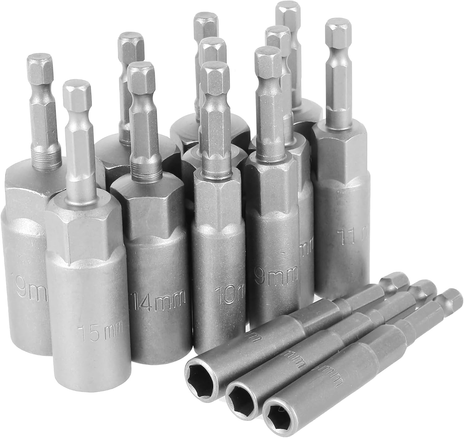 Juego de 14 llaves hexagonales, kit de adaptador de enchufe profundo de 0.394 a 0.794 pulgadas, juego de brocas de tuerca de cambio rápido,