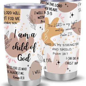 ZOKCC Regalos cristianos para mujeres, vaso de acero inoxidable con texto en inglés “I Am a Child of God”, taza de café de 20 onzas, regalos de ZOKCC Regalos cristianos para mujeres, vaso de acero inoxidable con texto en inglés “I Am a Child of God”, taza de café de 20 onzas, regalos de