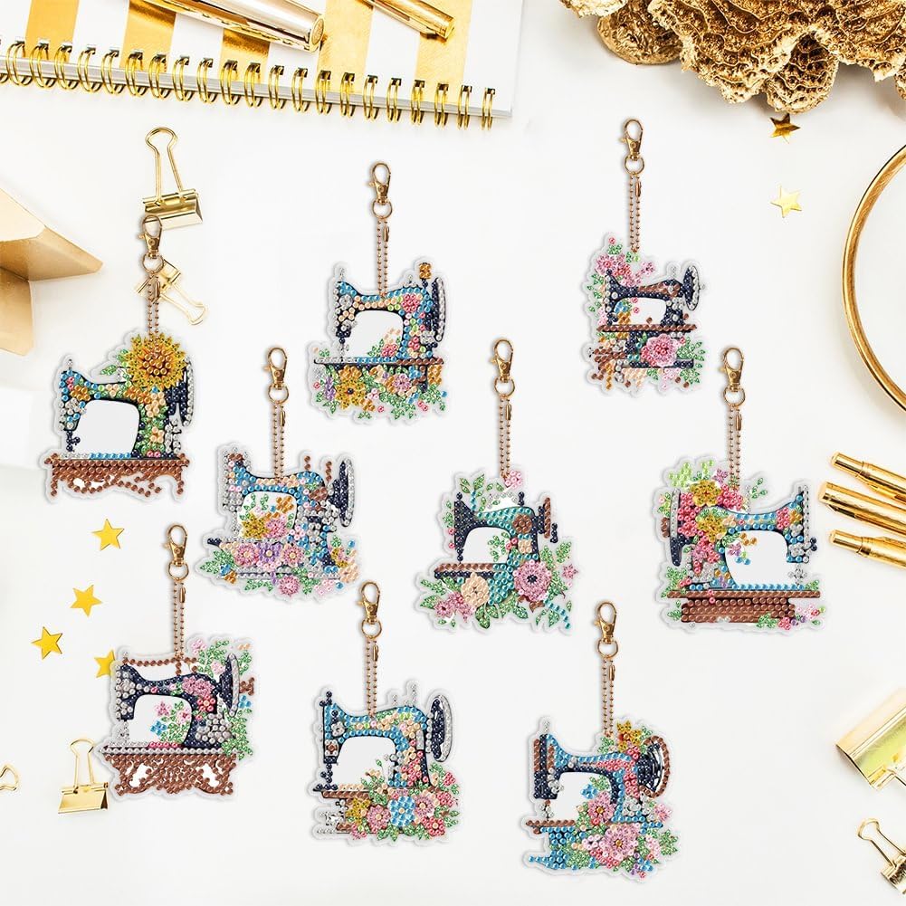 5pcs DIY 5D colorido búho diamante pintura llavero kits doble cara búho diamante arte llavero llavero