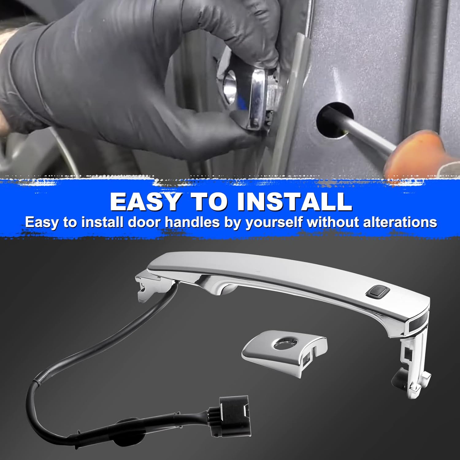 TEMSONE 80640-CZ31B Manija de puerta cromada delantera izquierda para el conductor, exterior compatible con Nissan Rogue 2010-2013 con entrada