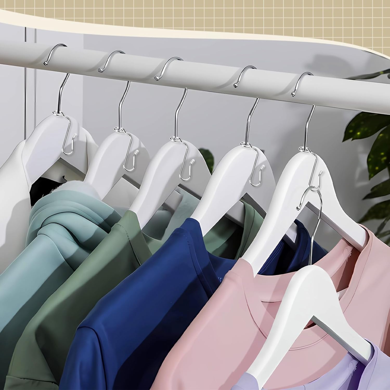 50 ganchos de metal para colgar ropa estable para diferentes perchas de ropa, 0.34 pulgadas de diámetro, color plateado