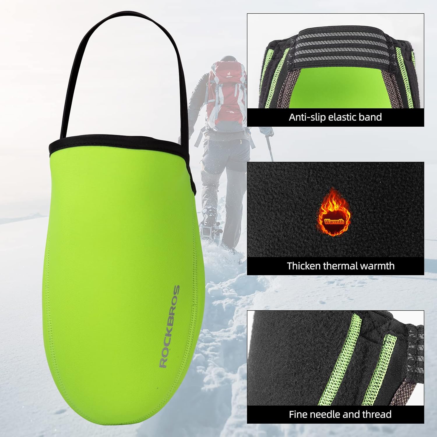 ROCKBROS Ciclismo Zapatos de Puntera Cubiertas de Clima Frío Bicicleta Overshoes Térmica Zapatos de Bicicleta Cubierta de Puntera Kevlar para
