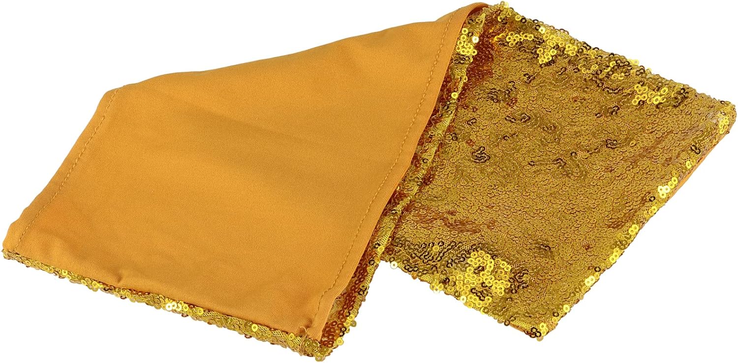 KEILEOHO Paquete de 60 bandas de lentejuelas para sillas de 14 x 6 pulgadas, lazos dorados para silla, bandas decorativas con purpurina para