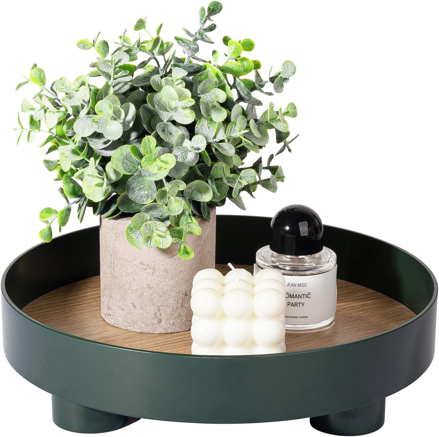 Bandeja redonda de madera rústica decorativa para decoración del hogar de otoño, bandeja de servir de 11.8 pulgadas, mesa de café de granja, mesa de