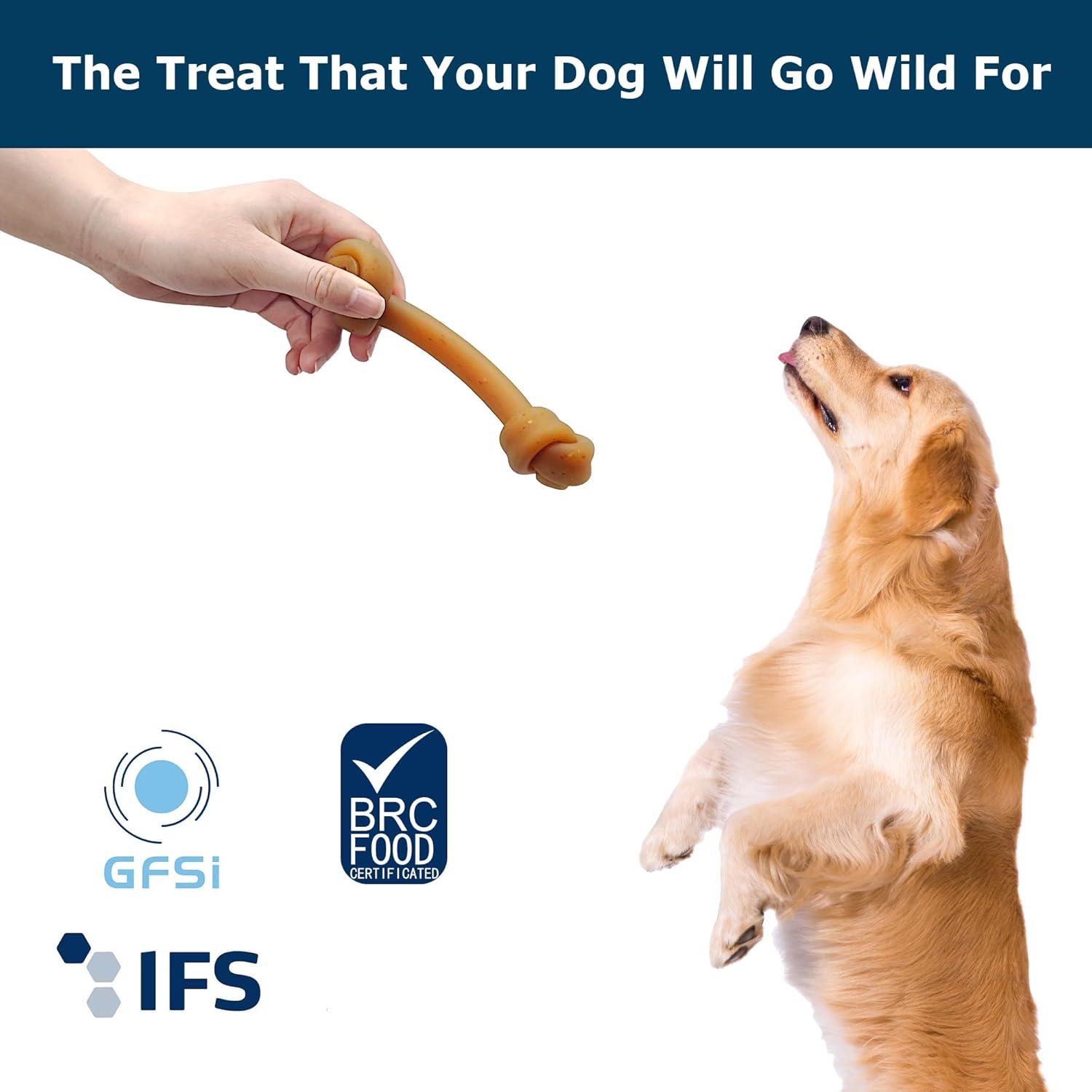 Golosinas de entrenamiento para perros sin cuero crudo, mantequilla de maní sin granos, nudos de 6.5 pulgadas para perros medianos y grandes, apoya
