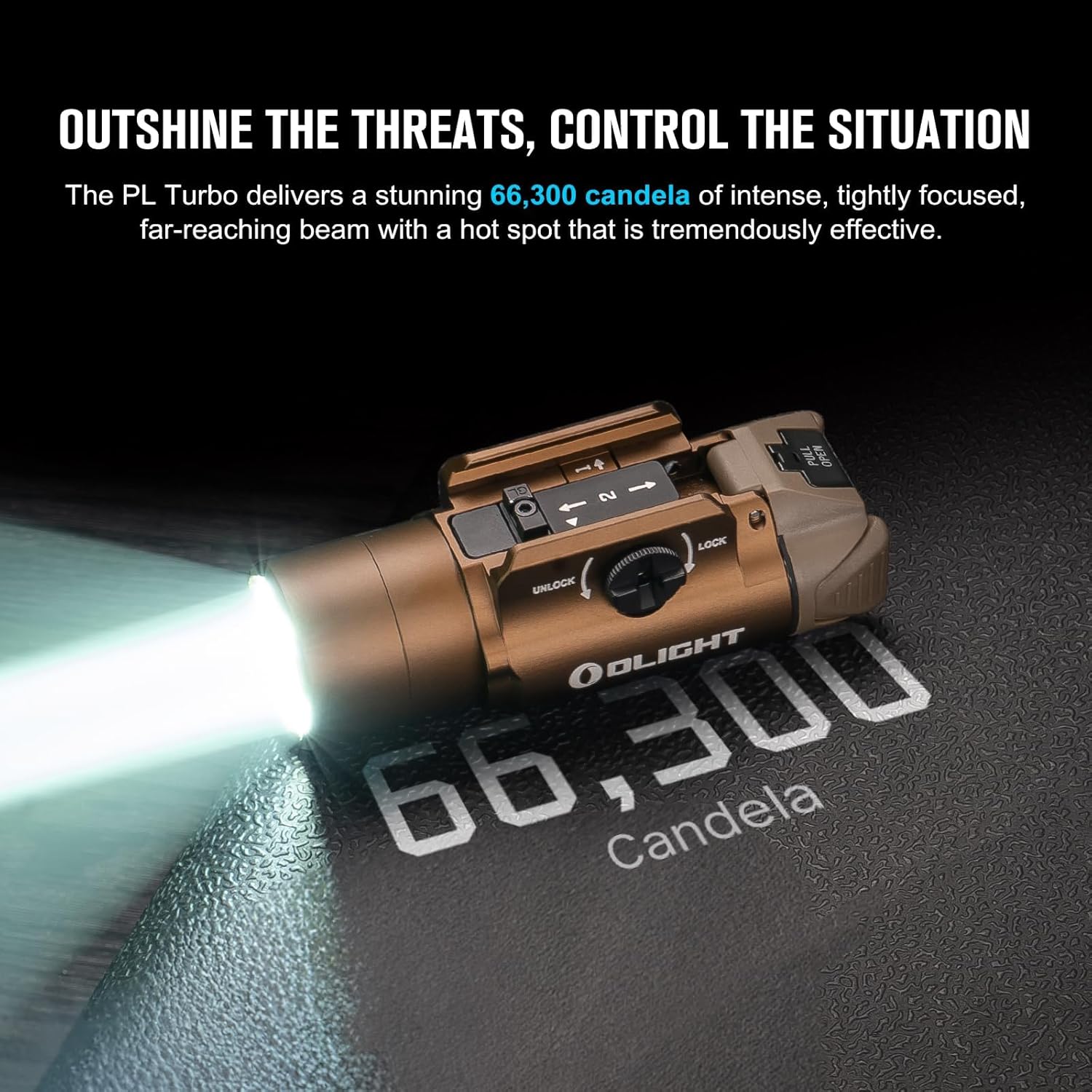 OLIGHT PL Turbo Weaponlight, 800 lúmenes, 1,689.6 ft de largo alcance, linterna táctica de largo alcance, 66.300 luces compactas de alta candela