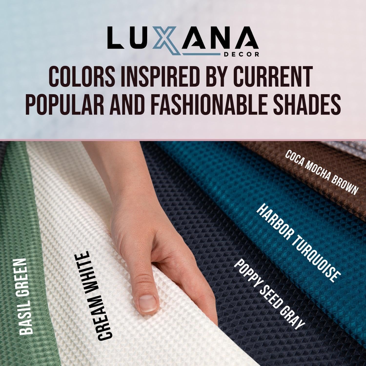 LUXANA Cortina blanca crema de 72 x 72 pulgadas, juego de cortinas de ducha con 12 ganchos, juego de cortinas de baño neutras con cortina de ducha