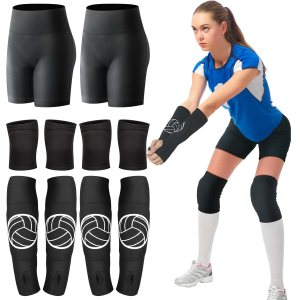 10 piezas de accesorios de voleibol, pantalones cortos de voleibol, rodilleras de voleibol y mangas para brazos con almohadilla de protección, 10 piezas de accesorios de voleibol, pantalones cortos de voleibol, rodilleras de voleibol y mangas para brazos con almohadilla de protección,
