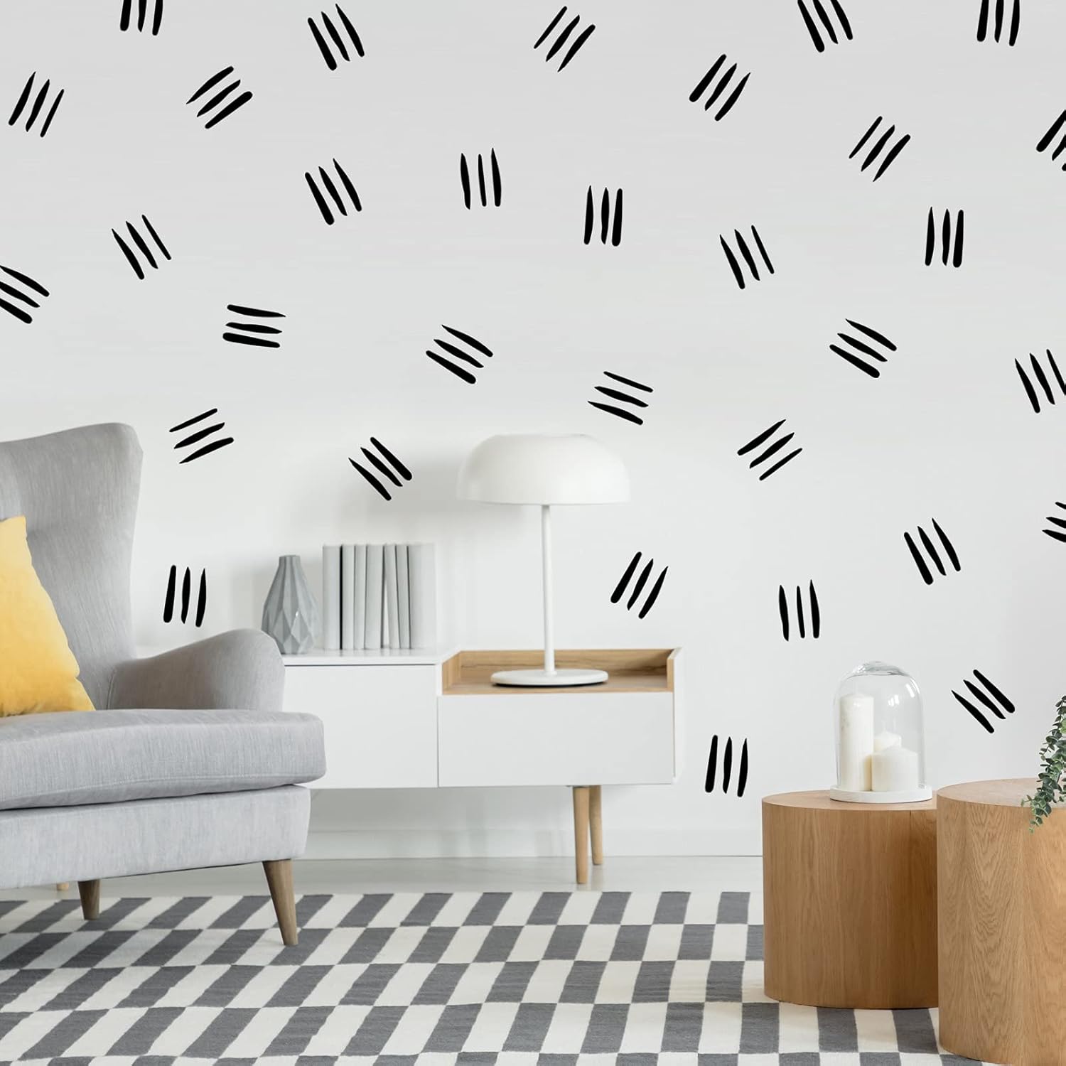 192 calcomanías de pared de línea bohemia, decoración abstracta moderna, removible, despegar y pegar, papel tapiz a rayas negras, vinilo de pared