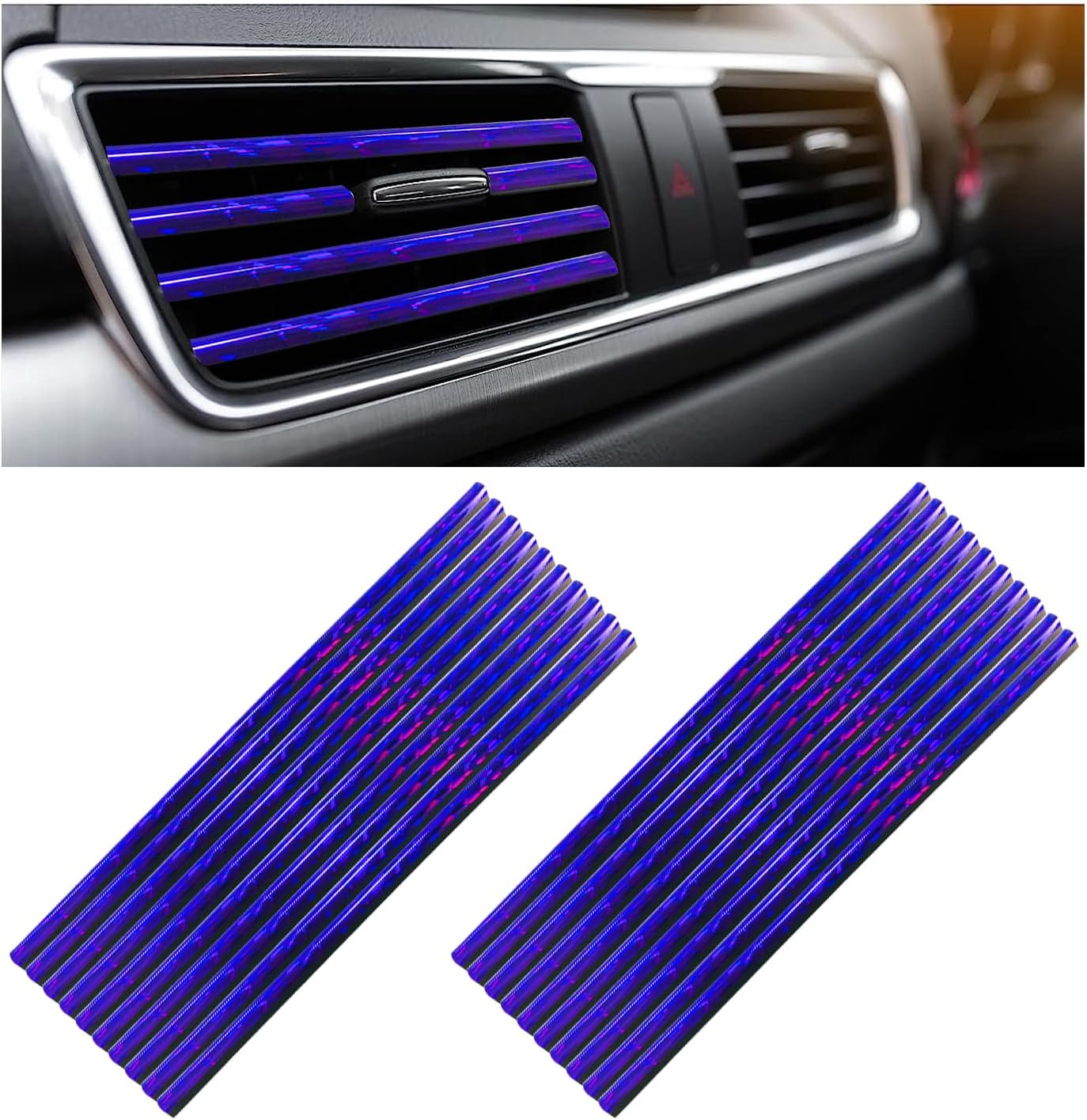 20 tiras decorativas de ventilación de aire acondicionado de automóvil, decoración de ventilación de aire impermeable y flexible, accesorios