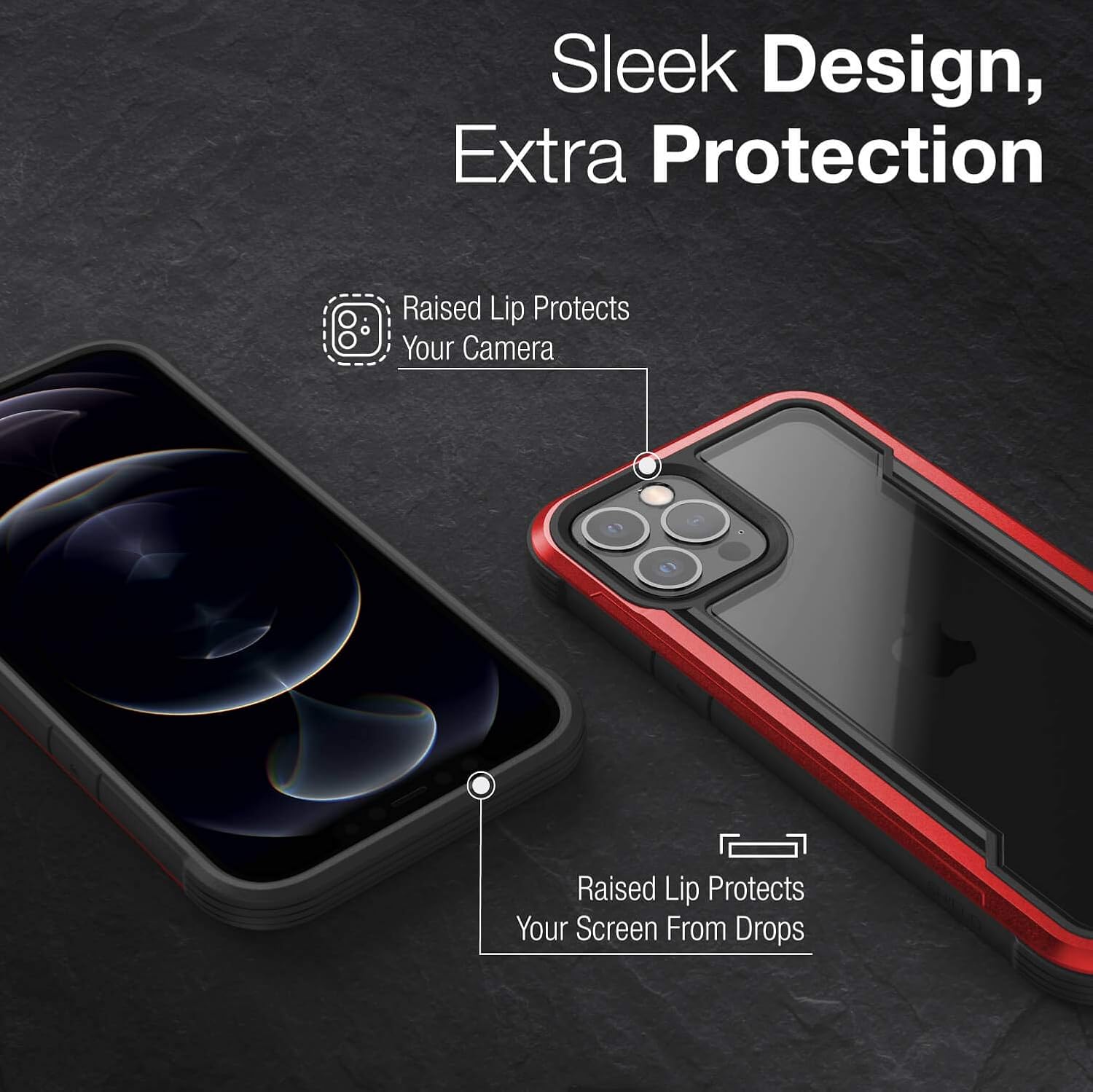 Raptic Shield – Funda compatible con iPhone 12 Pro Max, protección contra golpes, marco de aluminio duradero, probada para caídas de 10 pies de