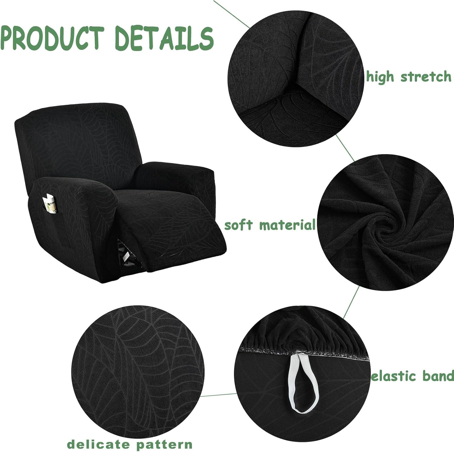 HAOYONG Fundas reclinables elásticas de jacquard Lazyboy, funda reclinable de 4 piezas para sillón reclinable de 1 asiento, fundas para sofá