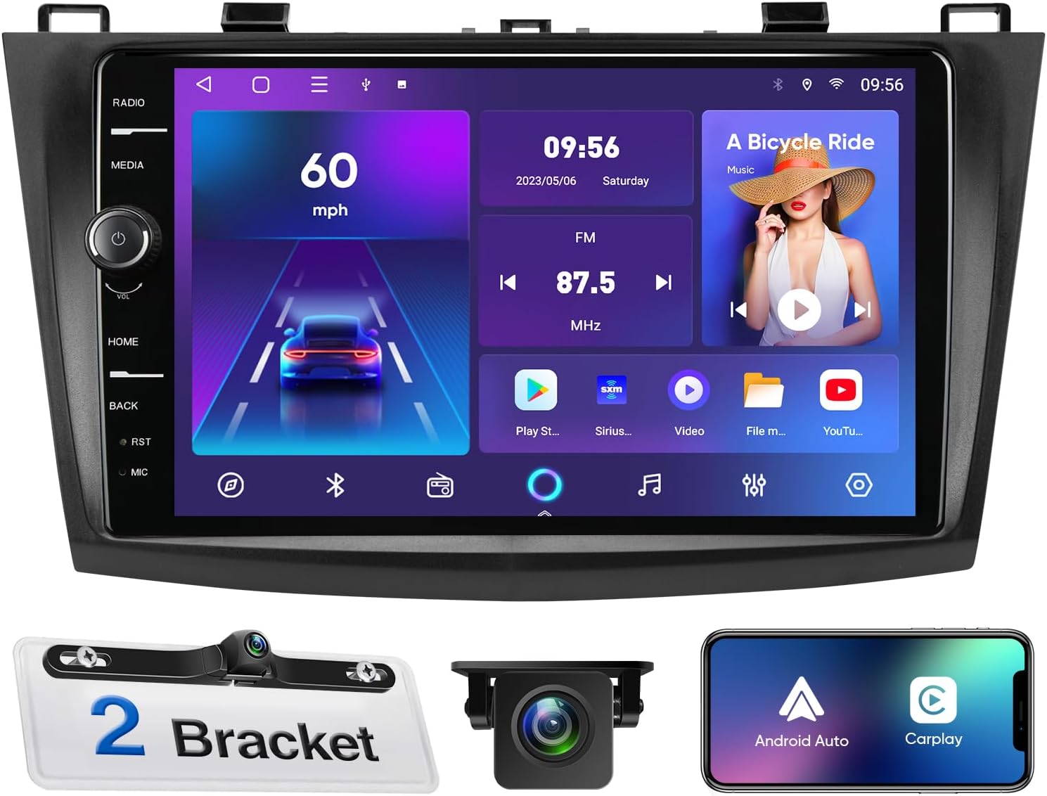 5G WiFi 8Core compatible con 2010-2013 Mazda 3 sistemas de audio radio estéreo para coche con Carplay y Android AutoAirplayMirroring1080P SWC