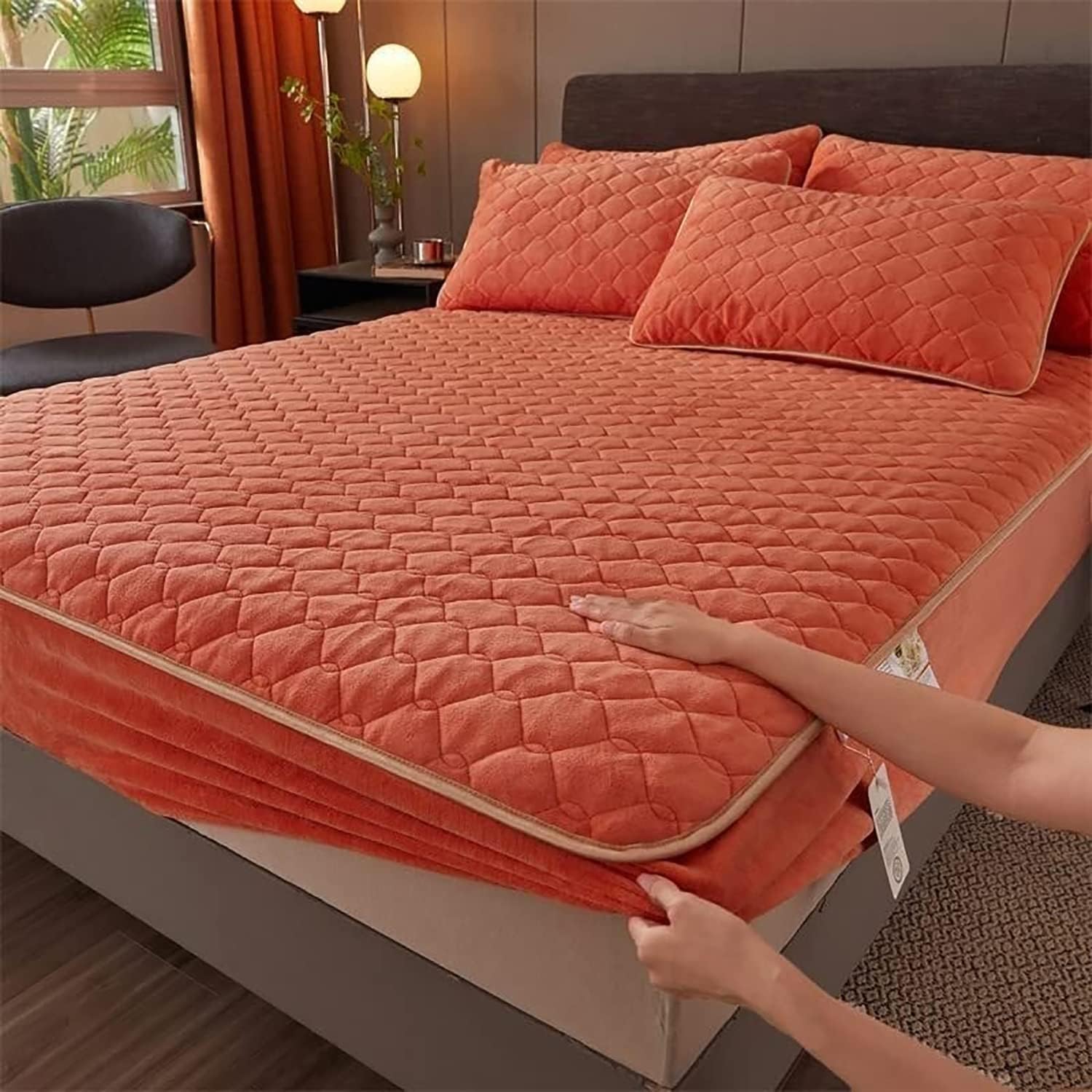 Fundas de colchón de franela de invierno, sábana bajera de felpa con bolsillo profundo, protector de colchón de terciopelo coral, sábana bajera