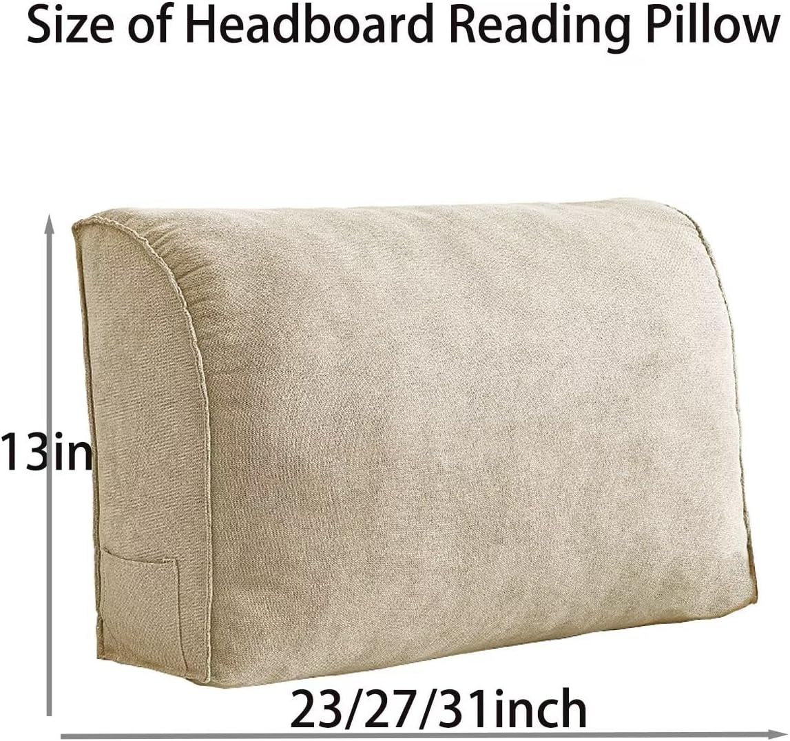 Almohada de cuña para cabecero de lectura, para sentarse en la cama, cojín triangular para respaldo, soporte lumbar y espalda, almohadas tapizadas