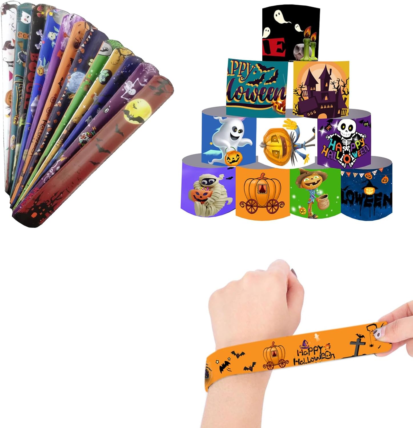 SANFENSUGAR Pulseras de Navidad, decoraciones de Navidad, 12 estilos de pulseras a presión a granel para niños, regalos de fiesta de Navidad,