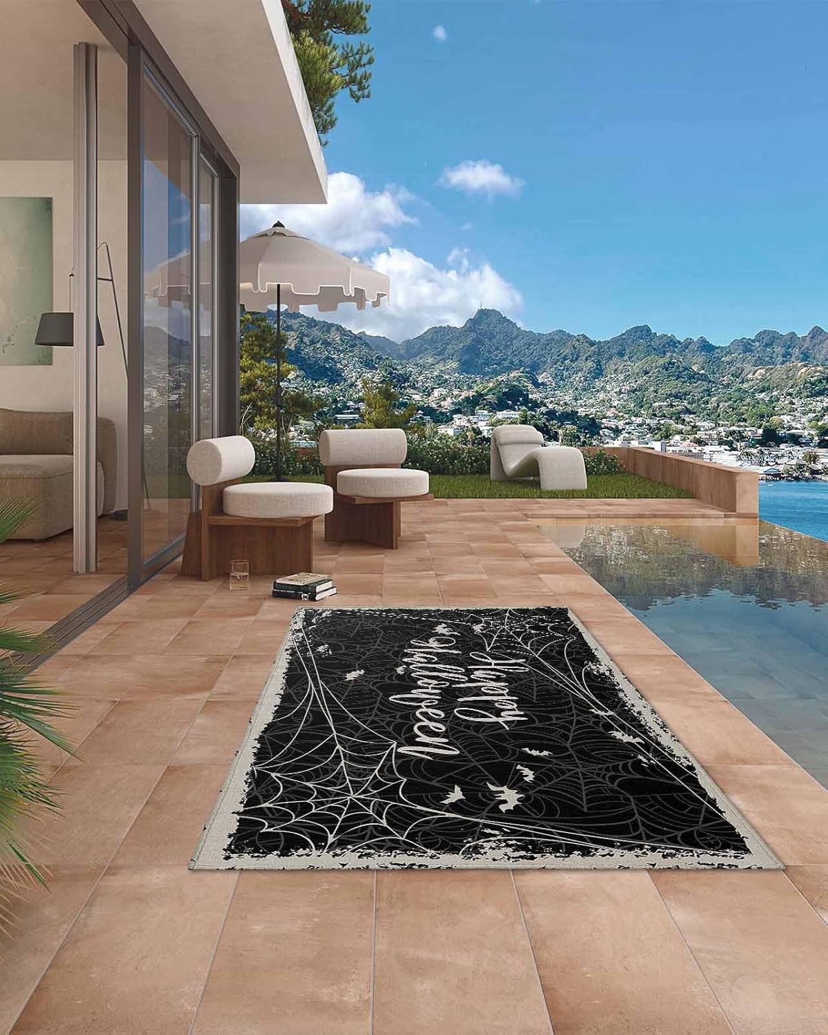 Halloween Outdoor Area Rug 4’x6′,Patio Balcony Porch Front Door Camping Camper Deck Runner Rug,Washable Carpet Indoor Living RoomKitchen,Hallway