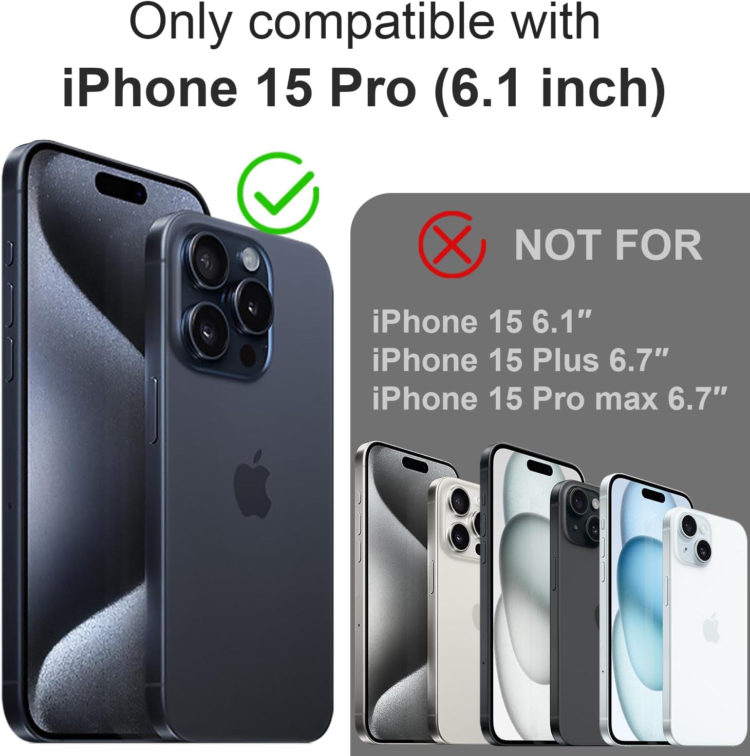 PSIOXY Funda magnética cuadrada para iPhone 15 Pro compatible con Magsafe compatible con carga inalámbrica protección a prueba de salpicaduras TPU