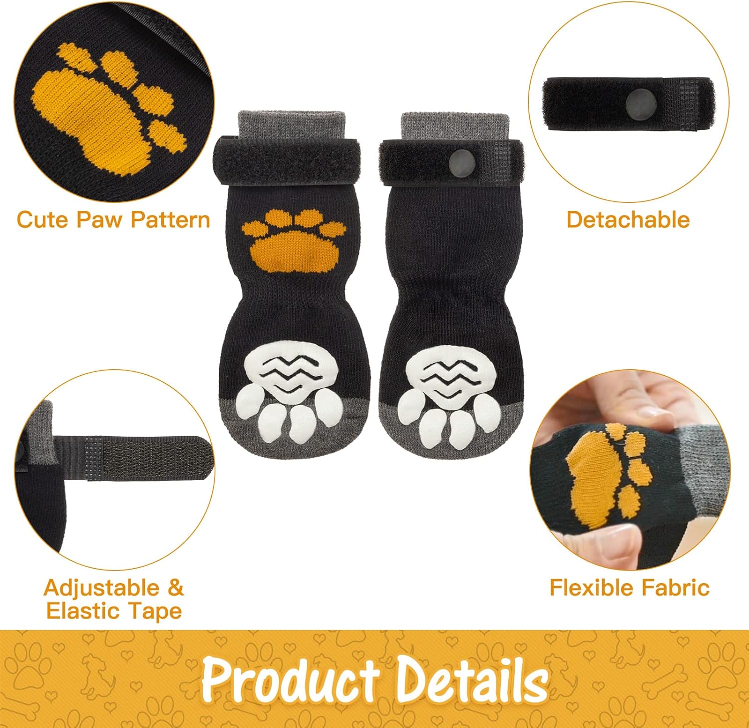 Calcetines antideslizantes para perros con pinzas para evitar lamer patas para suelos de madera dura, zapatos antideslizantes, 3 pares de botines,