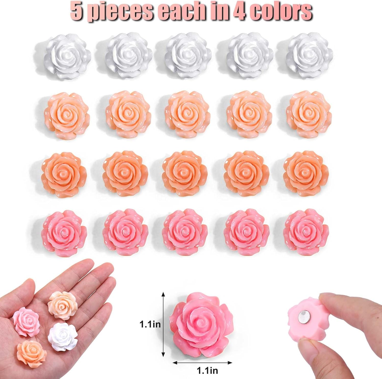 20 imanes de flores para nevera, 3D Camellia imanes para refrigerador, lindos imanes para casilleros, pizarras blancas, escuela, hogar, oficina,