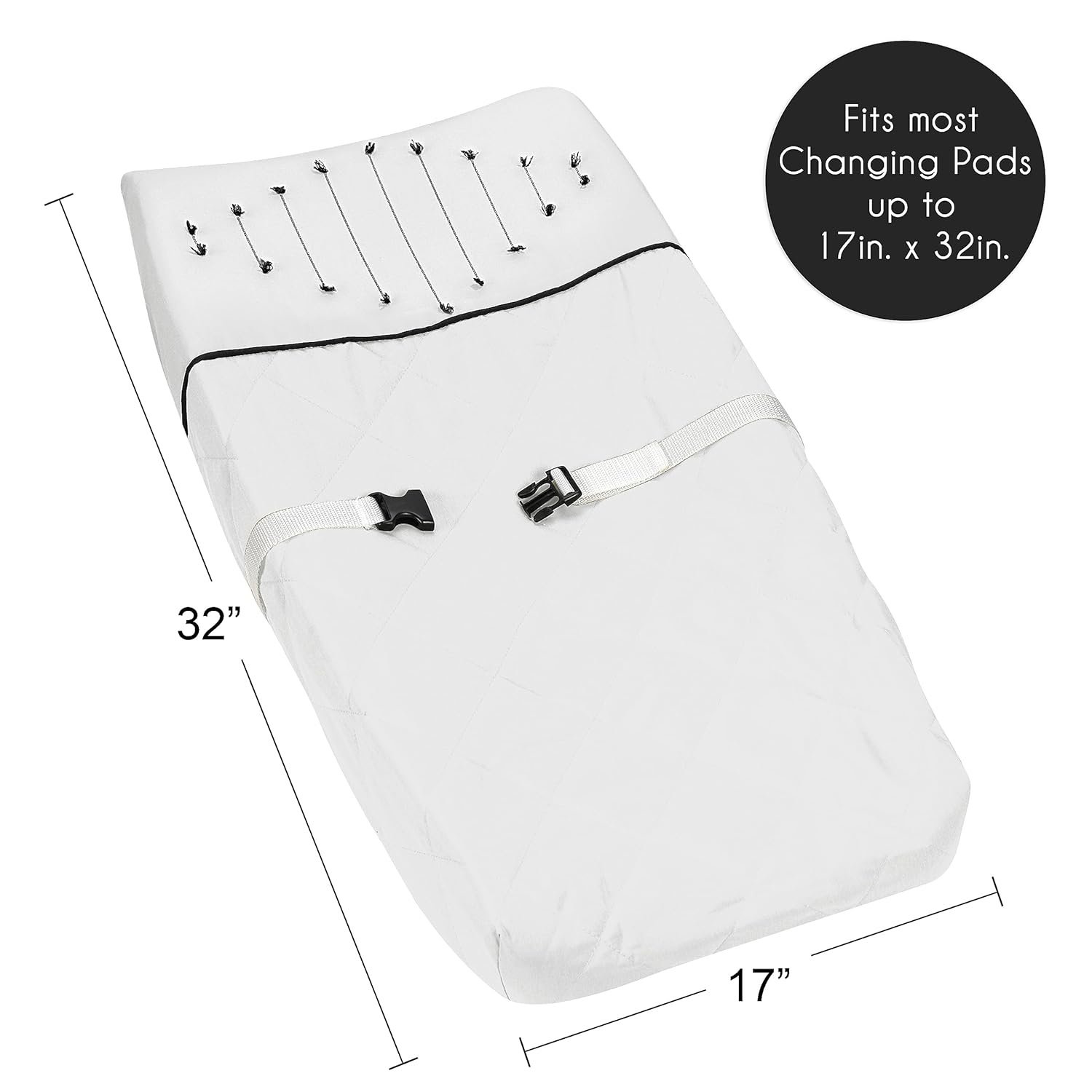 Sweet Jojo Designs Funda para cambiador de bebé unisex con punto bohemio en blanco y negro, para recién nacido, para cambiar la mesa de pañales,