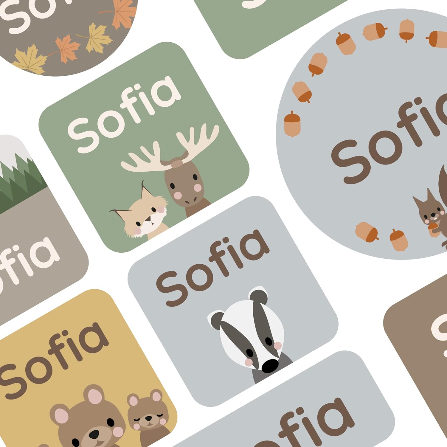 Teddylabels – 33 etiquetas de nombre grandes para niños – Calcomanías para la escuela y el cuarto del bebé – Perfectas para loncheras y botellas de