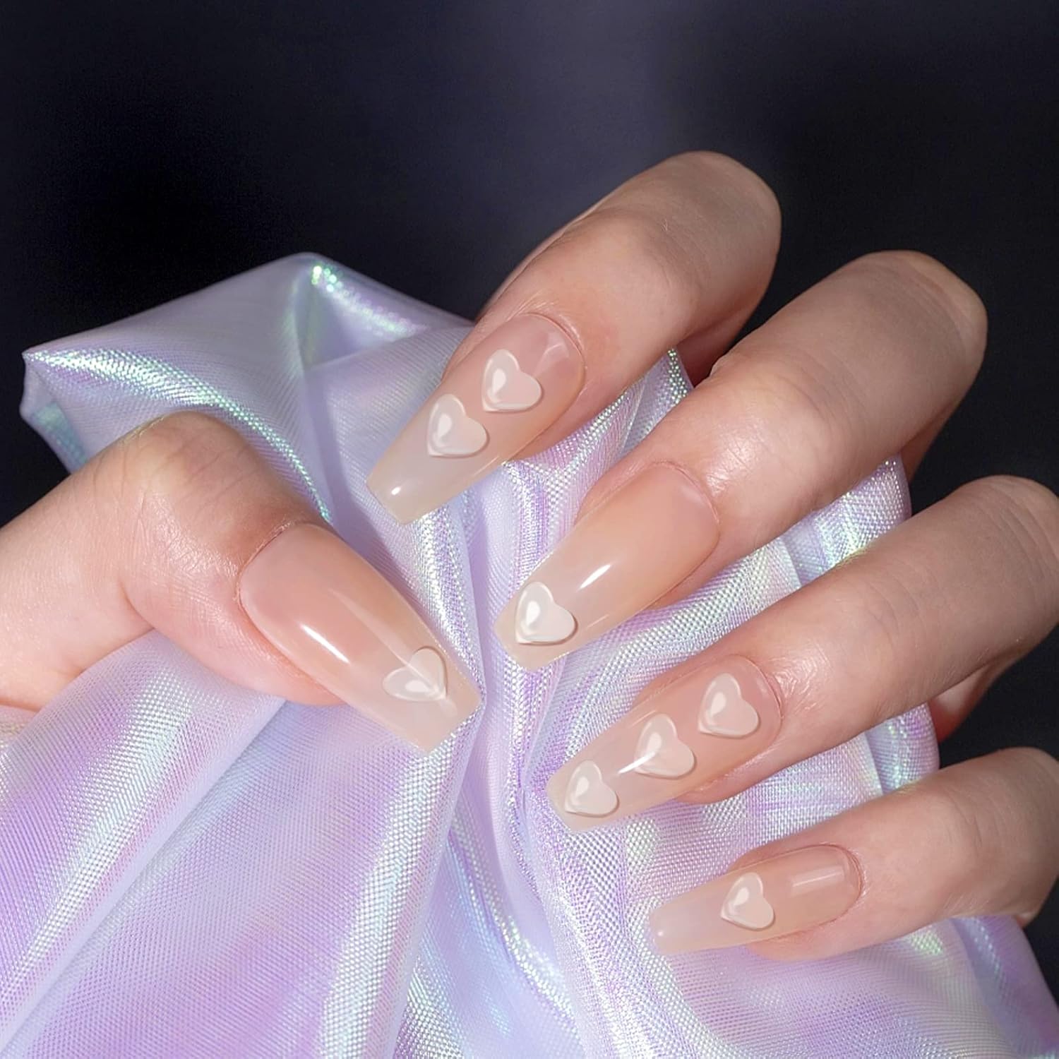200 dijes de arte de uñas de corazón transparente, diamantes de imitación de corazón 3D de tamaño mixto para uñas, gemas de corazón para uñas