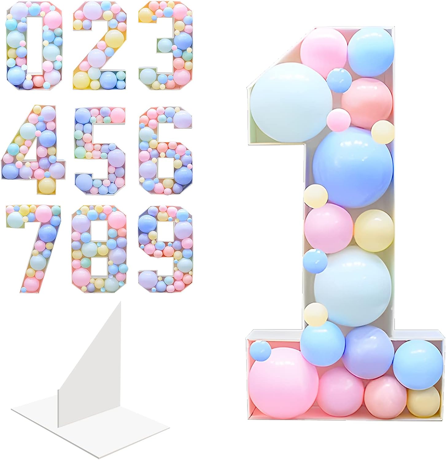 SKEFOLI Números de marquesina de 4 pies, números de mosaico para globos precortados de cartón extra grande, tablero de espuma para decoración de