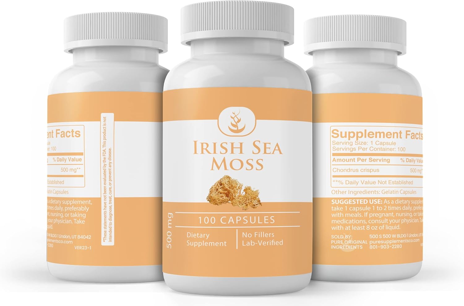 Pure Original Ingredients Musgo marino irlandés (100 cápsulas) siempre puro, sin aditivos ni rellenos, verificado por laboratorio