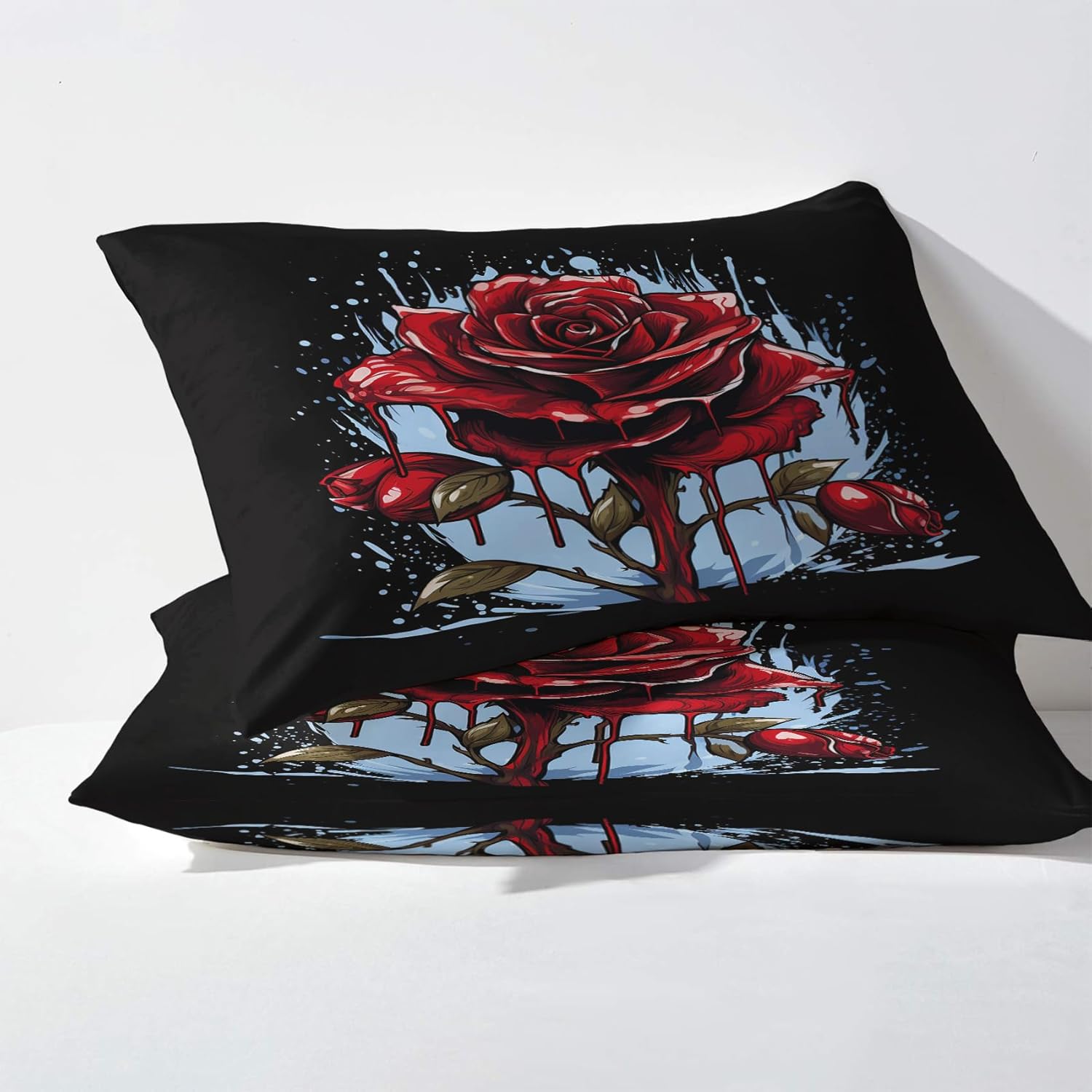 Funda de edredón floral rosa tamaño California King  Juego de cama de flores artísticas  3 piezas  Funda de edredón con patrón de microfibra suave