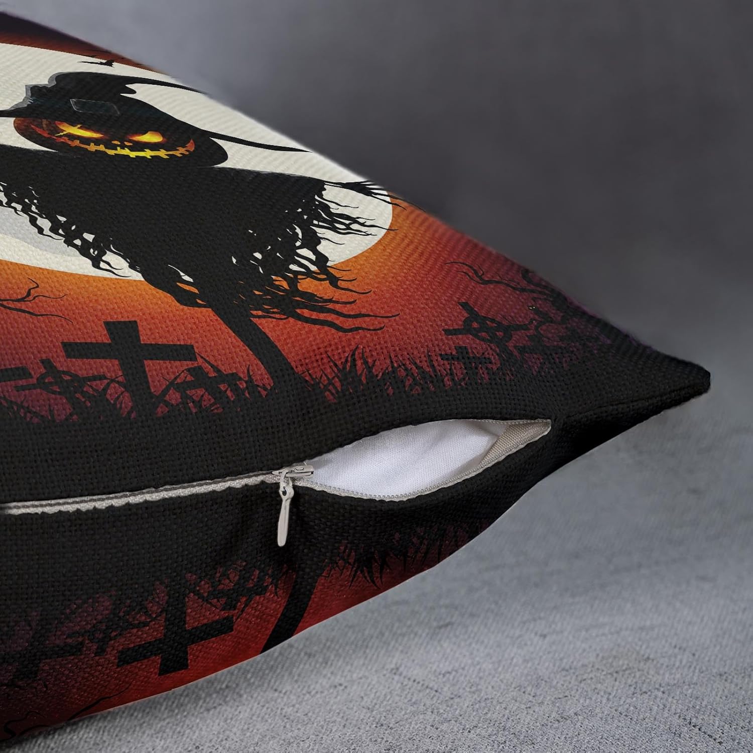 Arttown Juego de 2 fundas de almohada cuadradas de lino de 18 x 18 pulgadas, diseño de calabaza, luna, otoño, búho, decoración del hogar y almohadas