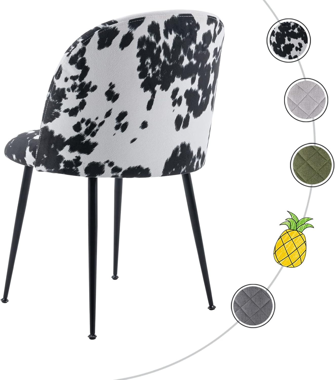 Guyou Juego de 2 sillas de comedor tapizadas de tela, sillas laterales modernas para invitados, respaldo redondo, sillas decorativas modernas con