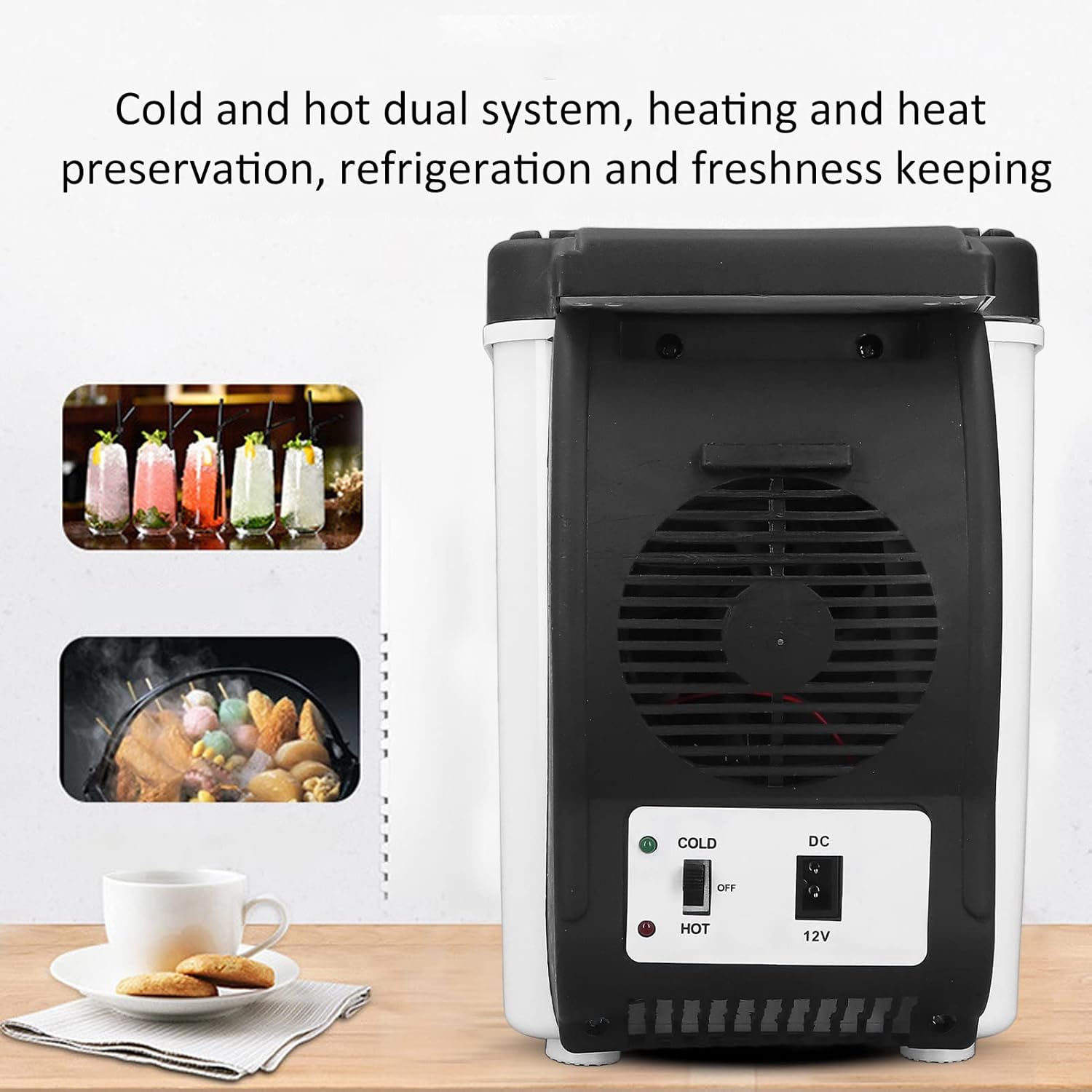 Mokernali Refrigerador de coche de 12 V, 37 W, refrigerador frío caliente portátil de 6 litros, refrigerador de doble propósito, refrigerador de