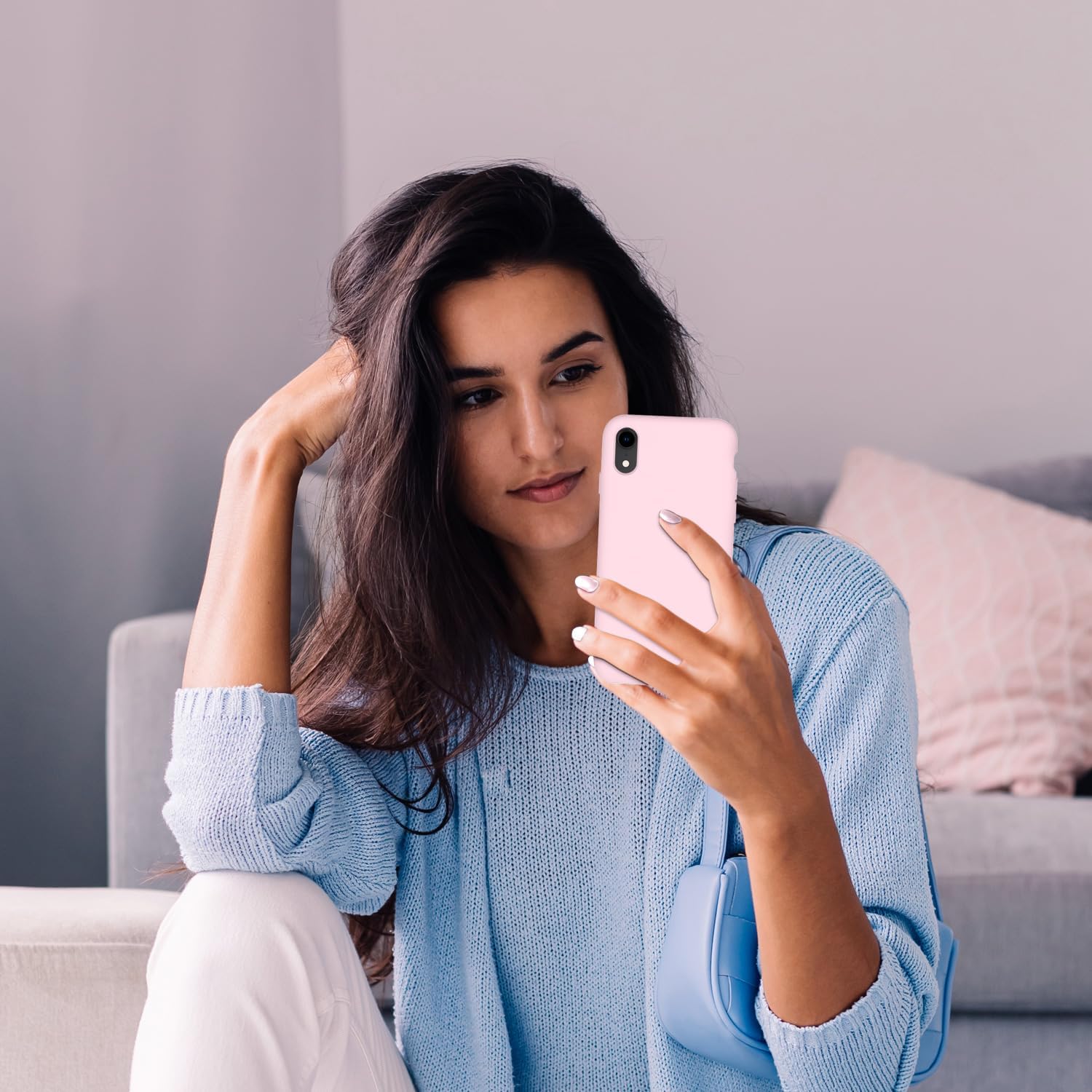 Cordking Funda para iPhone XR, funda de silicona ultra delgada a prueba de golpes con forro de microfibra suave antiarañazos, 6.1 pulgadas, color