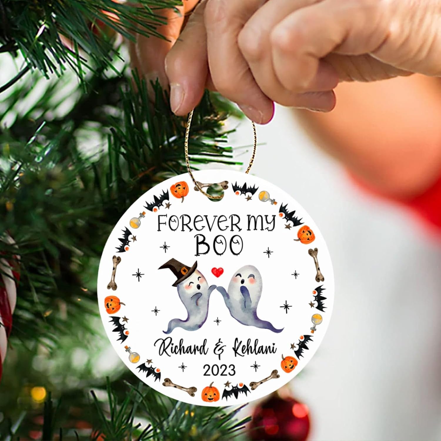 Forever My Boo – Adorno de Halloween para vacaciones, adorno de pareja de Halloween, adorno de Halloween personalizado para pareja fantasma, regalo