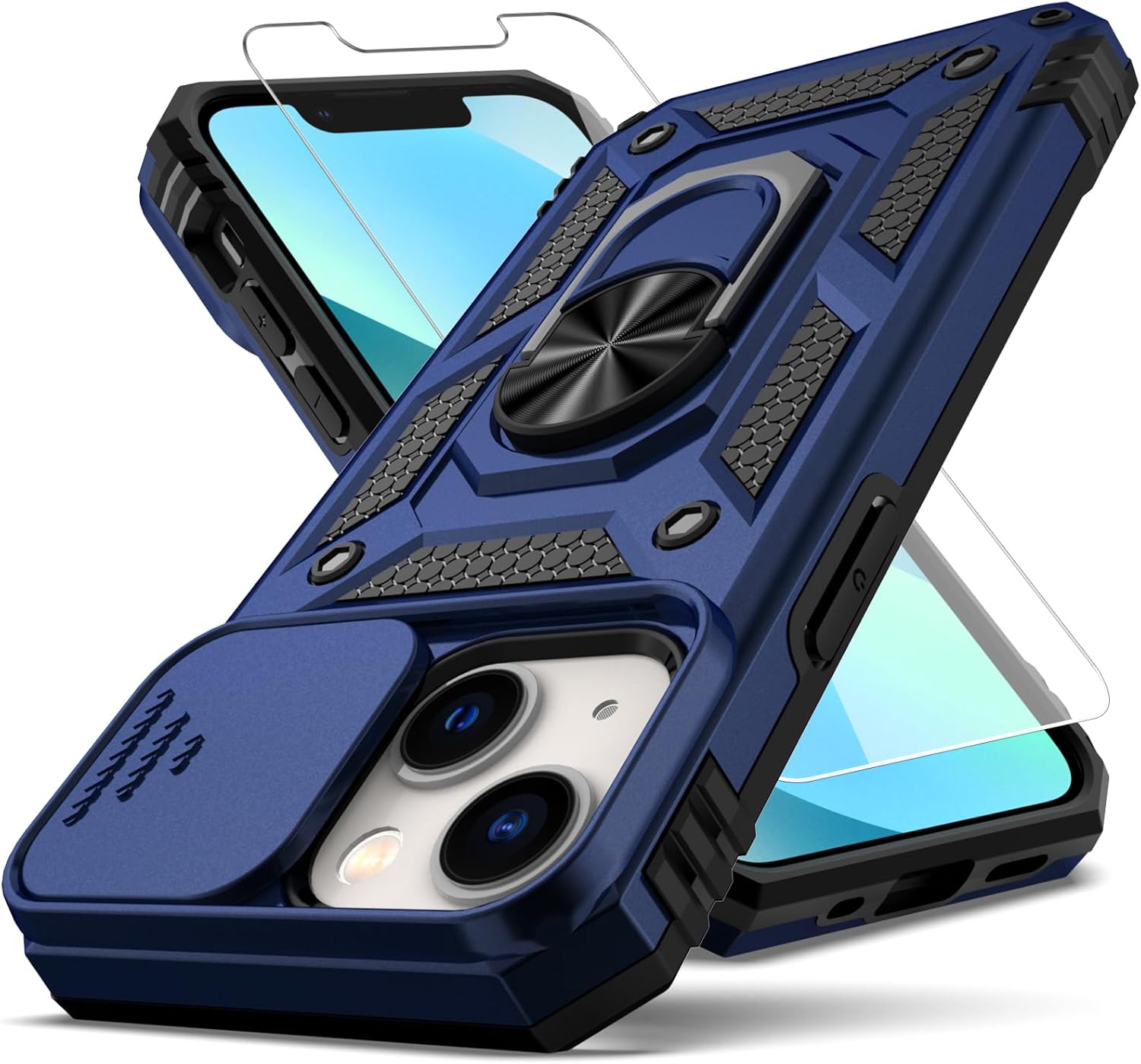 Funda para iPhone 12 Mini, con protector de pantalla HD para cámara deslizante, protección de cámara soporte giratorio magnético funda protectora