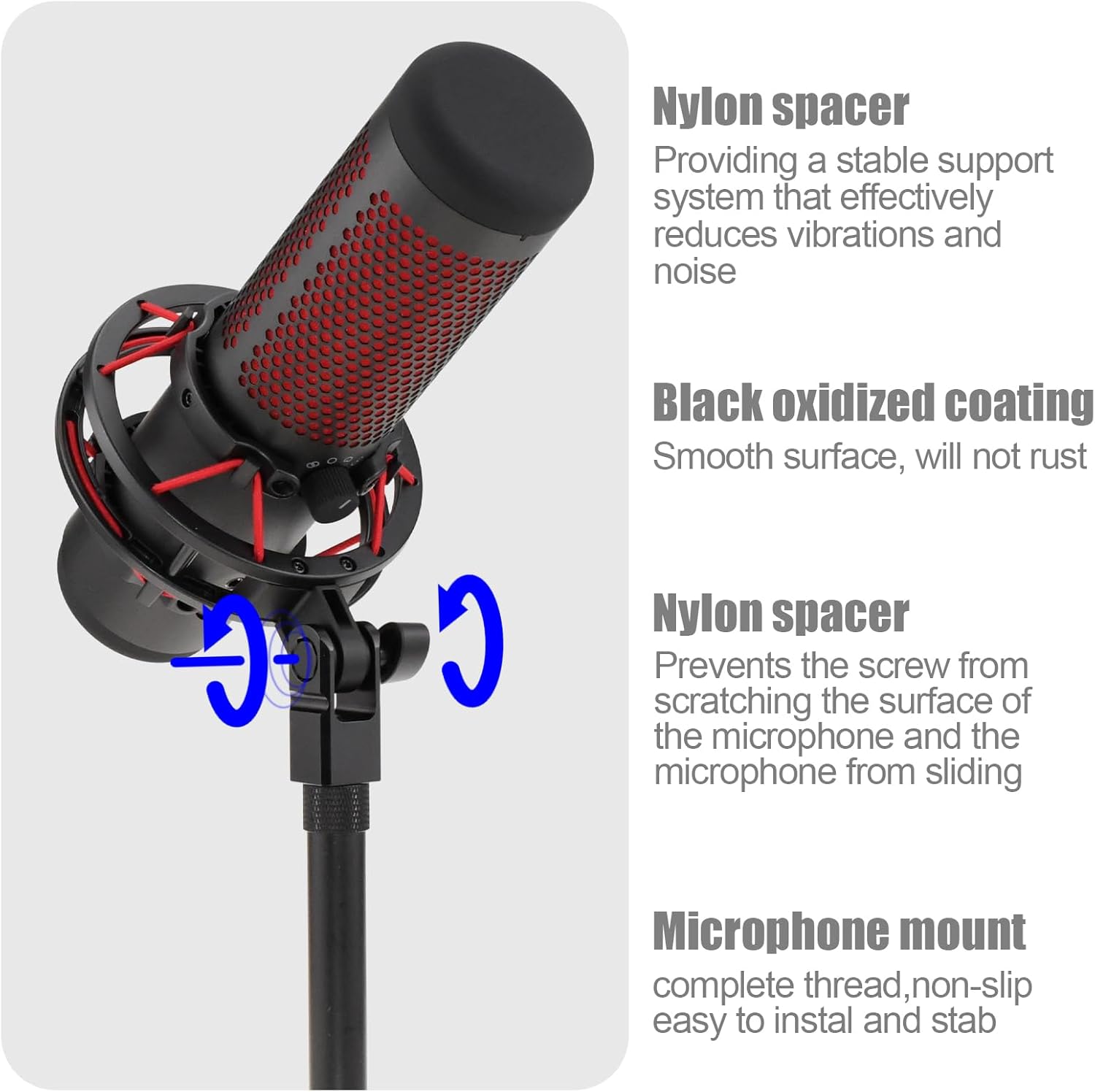Adaptador de montaje de micrófono para Hyperx Quadcast con adaptador de tornillo de 38″ o 14″ y tuerca, funciona con soporte de micrófono HyperX