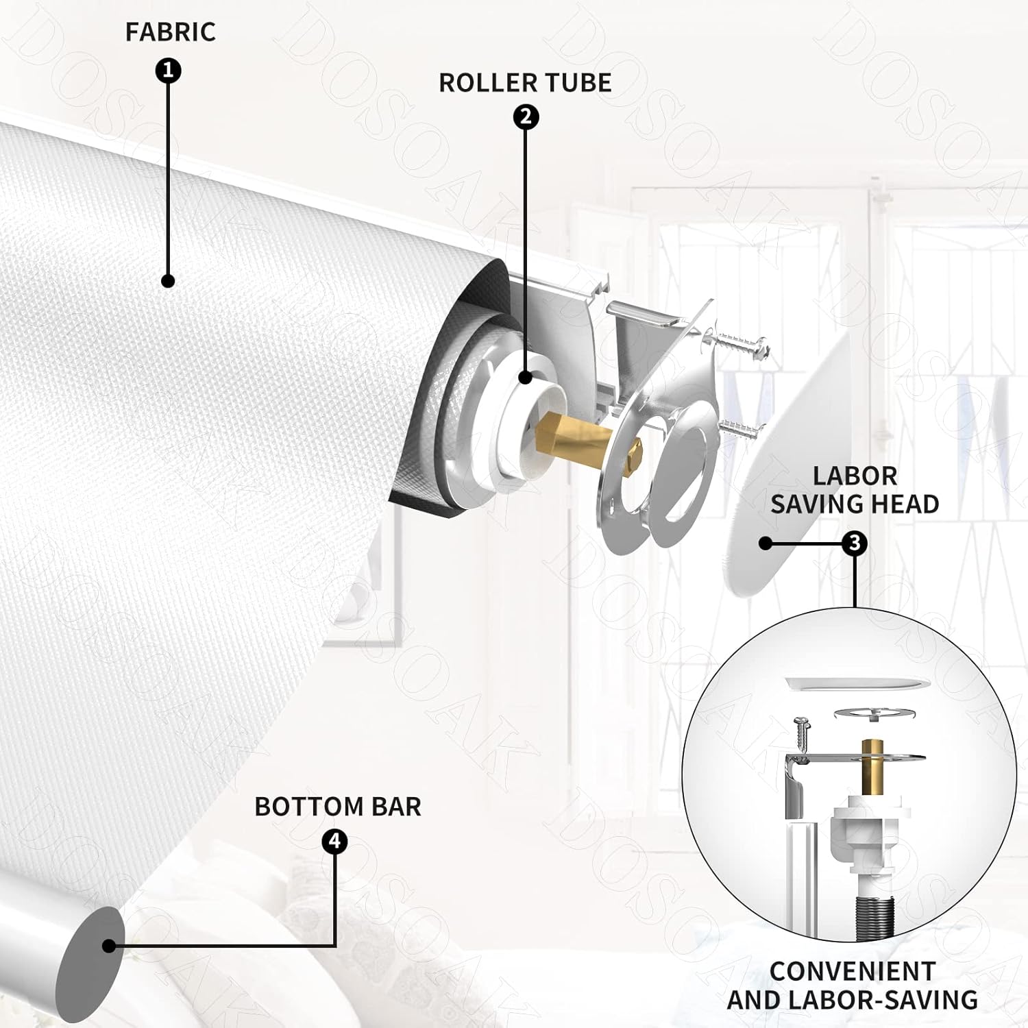 Persianas opacas para ventanas, persianas con aislamiento térmico y anti-rayos ultravioleta, 100 % opacas, para ventanas interiores del hogar, sala