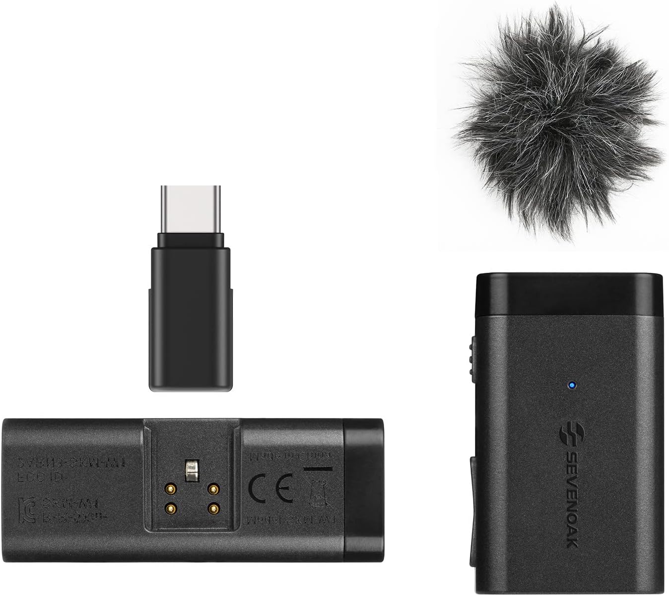 Sevenoak Micrófono inalámbrico USB-C Lavalier, SKM-W1U sistema de micrófono inalámbrico de solapa para dispositivos tipo C, iPhone 13, Samsung,