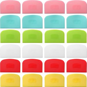 24 piezas de raspador de banco de plástico con escala flexible raspador de masa multiusos, raspador de tazón, cortador de masa de pasteles, espátula 24 piezas de raspador de banco de plástico con escala flexible raspador de masa multiusos, raspador de tazón, cortador de masa de pasteles, espátula