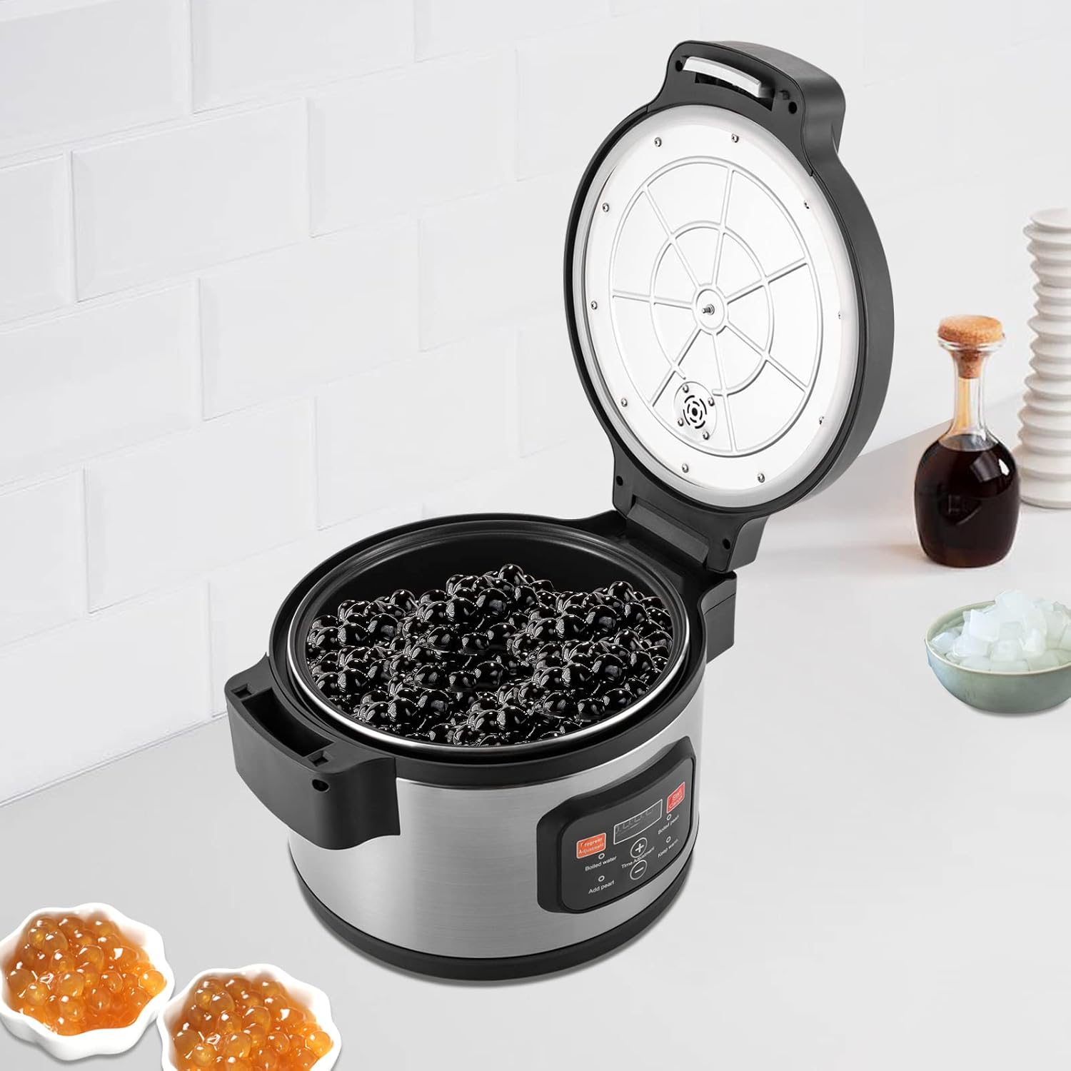 Boba Cooker comercial de 3.17 galones Boba Pot automático Pearl Pot Tapioca Olla para té Boba y té de burbujas y té de leche Pantalla táctil 110V