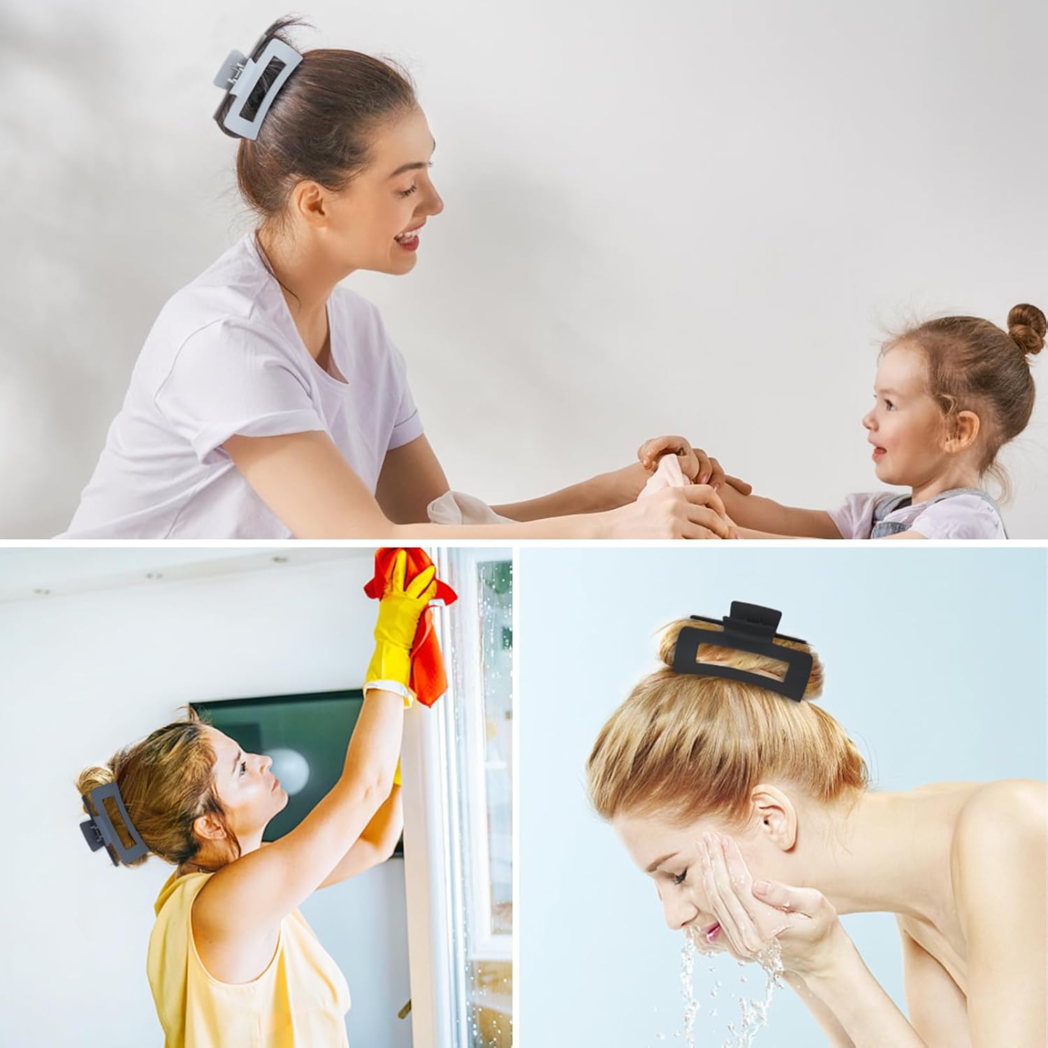 Sisiaipu Pinzas grandes para el cabello de 4 pulgadas, 6 pinzas grandes para cabello grueso, pinzas cuadradas para el cabello para mujeres, pinzas