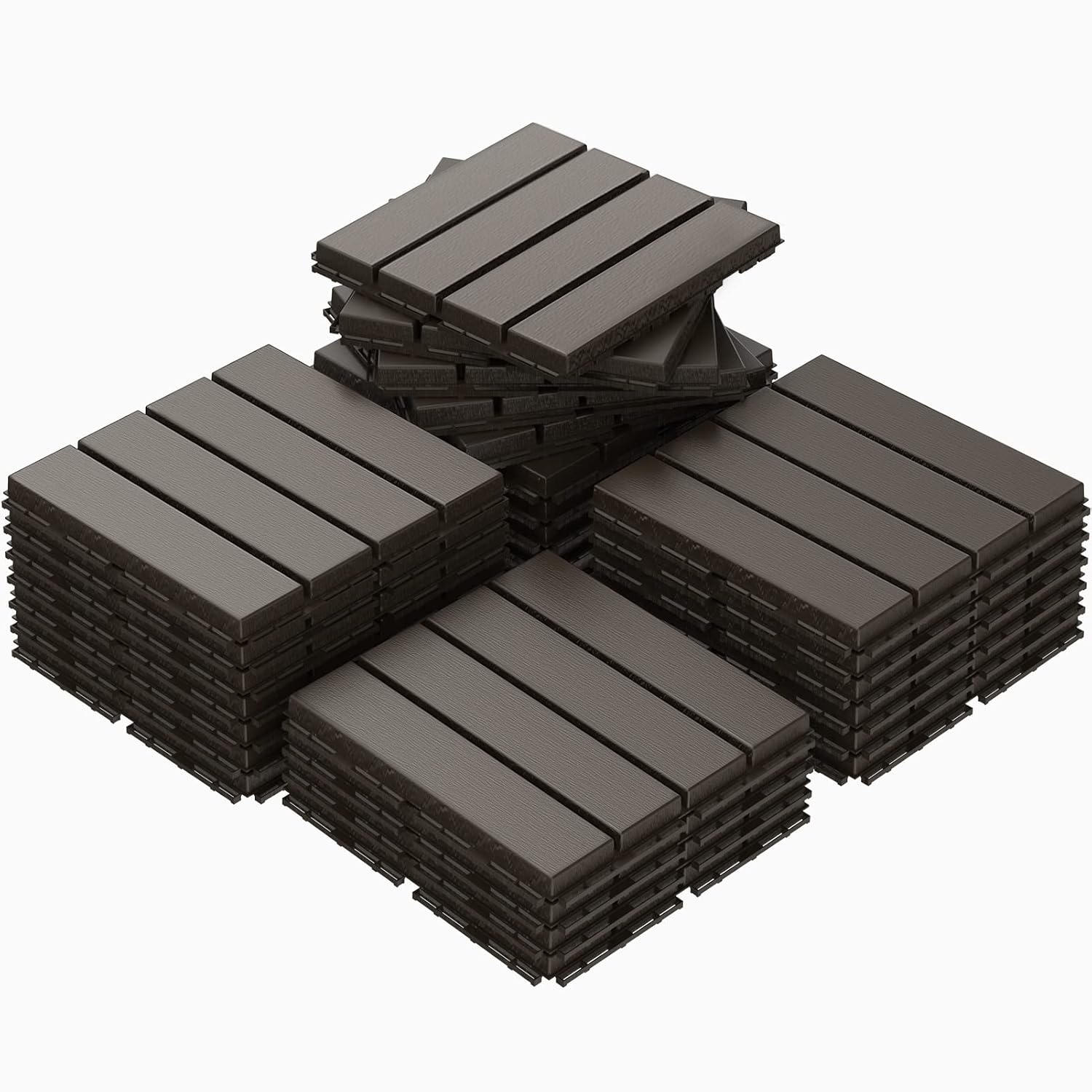 Azulejos de plástico entrelazados de 27 pies cuadrados, 27 piezas impermeables para patio y balcón, baldosas entrelazadas de 12 x 12 pulgadas para
