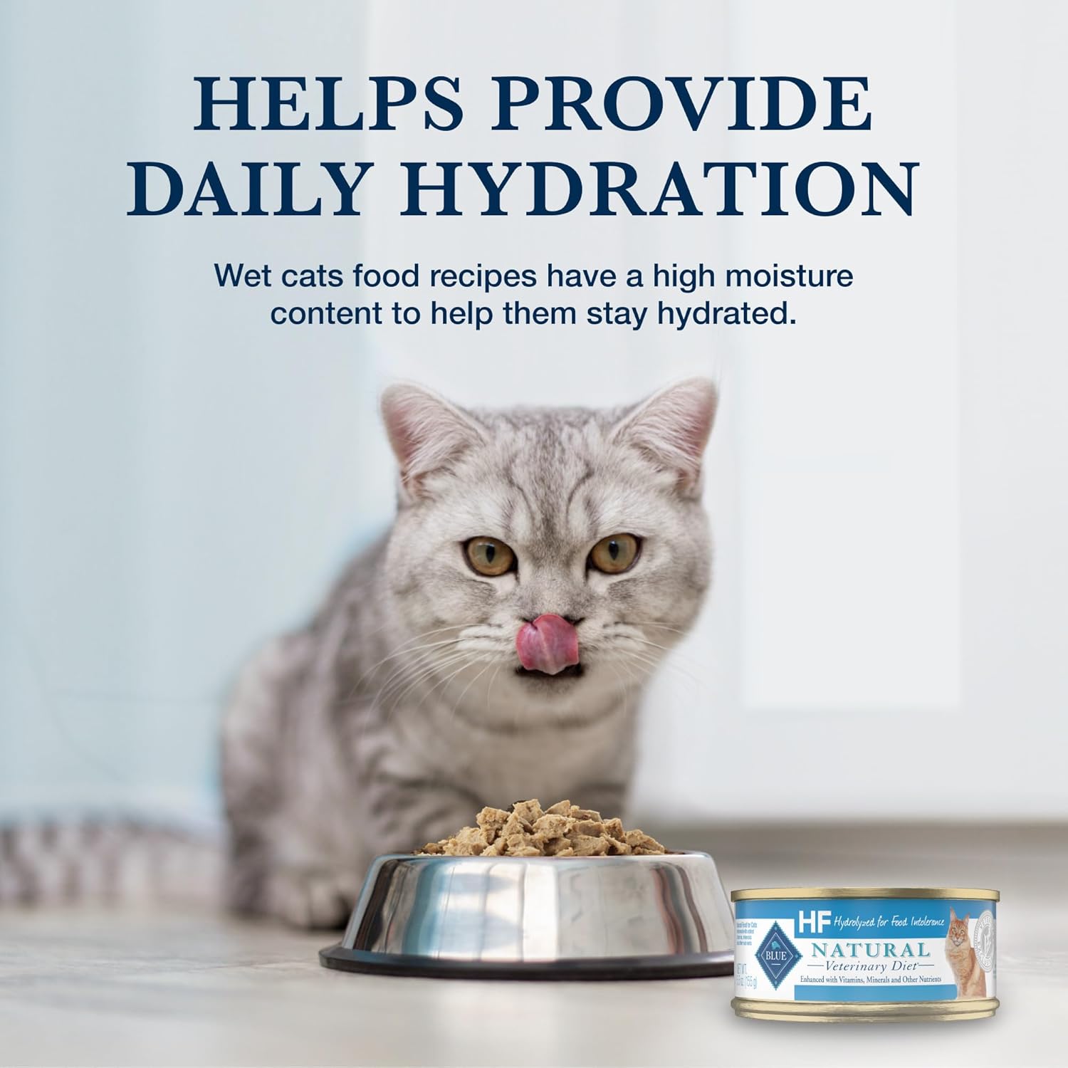 Blue Buffalo Natural Veterinary Diet HF hidrolizado para intolerancia alimentaria Alimento húmedo para gatos, latas de salmón de 5.5 onzas (paquete