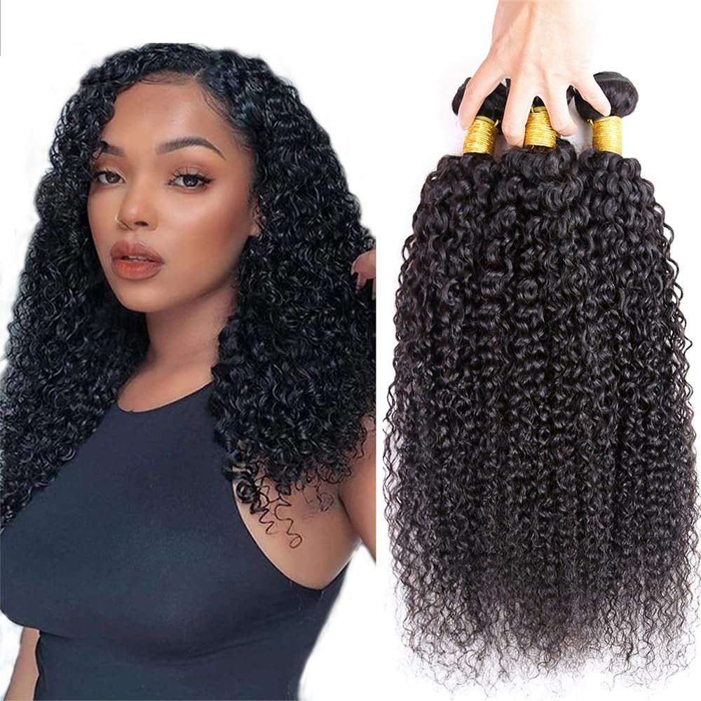 Extensiones de cabello humano rizado rizado de 24, 26, 28 pulgadas, extensiones de cabello humano brasileño rizado, cabello virgen sin procesar, 3