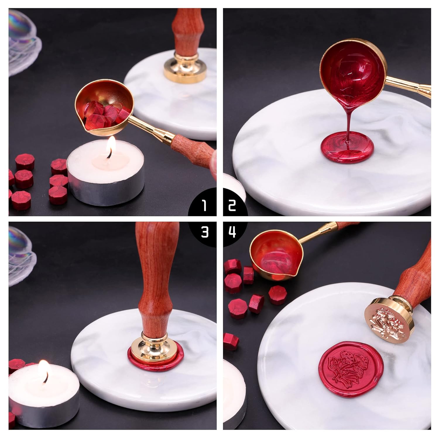 Juego de sellos de cera de 6 piezas, diseño de luna, sol y estrella, cabezales de sello para invitación, envoltura de regalos, brujería, tarjeta,