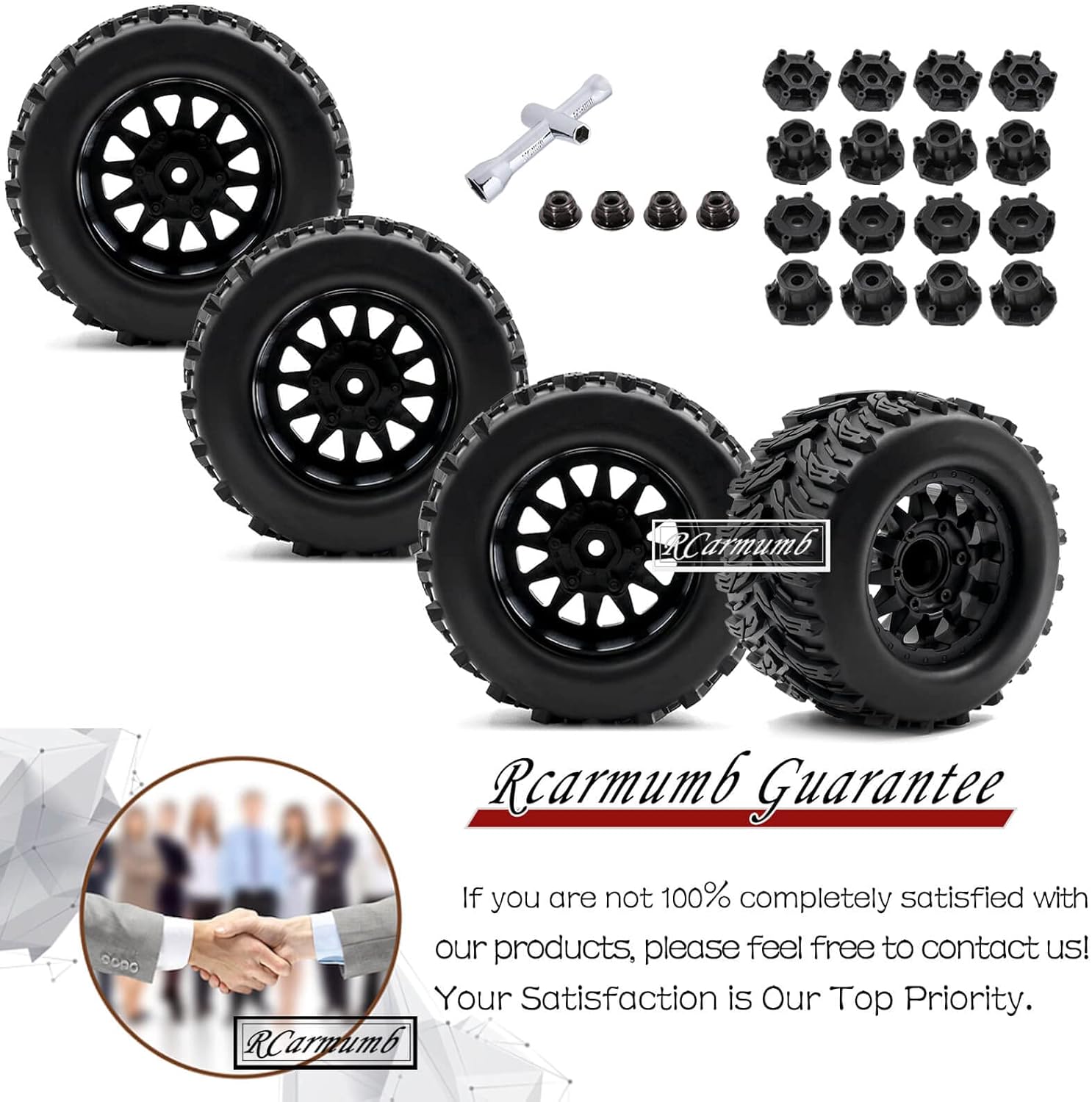 Rueda hexagonal de 0.472 in0.551 in para camiones RC 110 Arrm a Granite Vorteks Big Rock, Rustler Stampede HossAxia1 LOS1 Redcat Rc4wd, 4 neumáticos