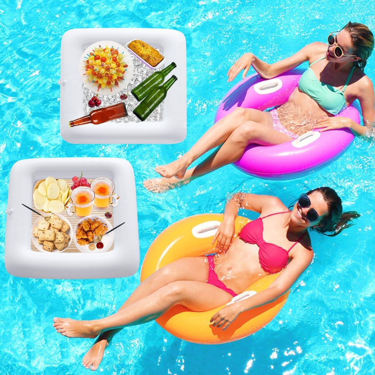 DOERDO – 3 recipientes inflables para servir ensaladas, recipientes para bebidas y alimentos, reutilizables, impermeables, para barbacoa, picnic,