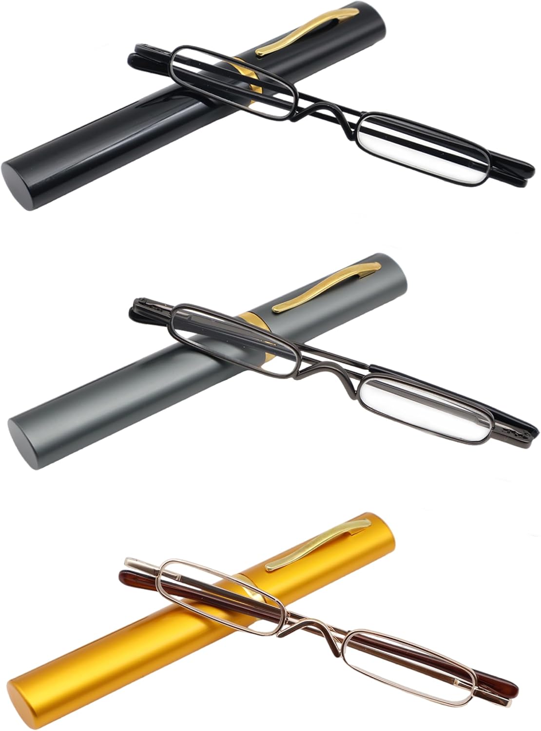 Mini lentes de lectura con bolígrafo delgado con estuche de clip portátil, lectores de bolsillo pequeño para hombres y mujeres